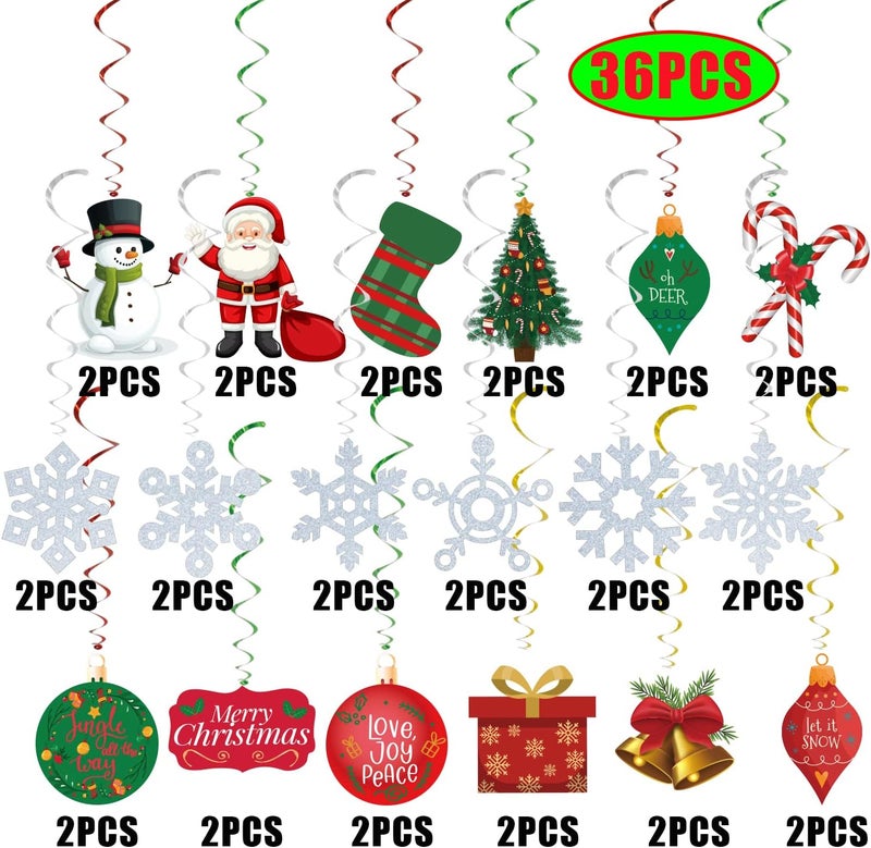 GOER 36 Pcs Christmas Decorations,Hanging Swirls for Christmas Party Supplies - Image 2