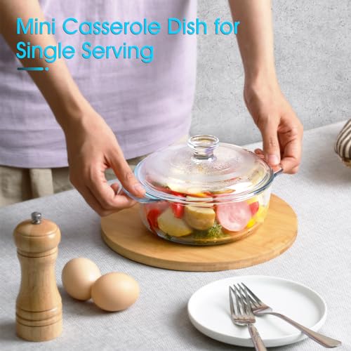 NUTRIUPS Mini Glass Casserole Dish with Lid Oven Safe Round Casserole Dish 6" Glass Baking Dish With Lid (25oz) - Image 4