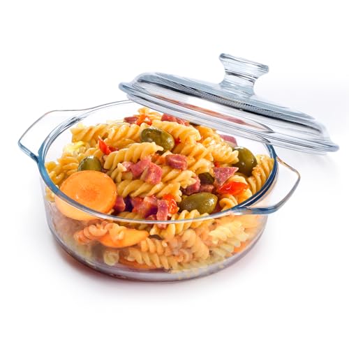 NUTRIUPS Mini Glass Casserole Dish with Lid Oven Safe Round Casserole Dish 6" Glass Baking Dish With Lid (25oz) - Image 1