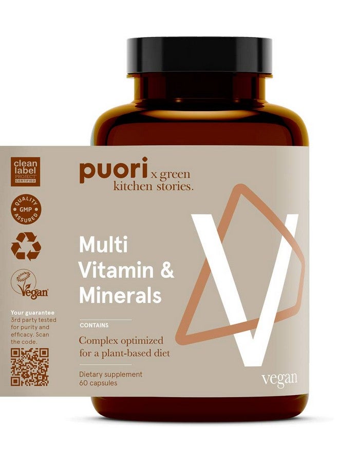 Puori Multi-Vitamin and Mineral Complex - 60 Vegan Capsules - Vegan Certified with 13 Essential Vitamin and 9 Minerals - for Overall Health, Nervous and Immune System - Dairy-Free, Vegetarian - Image 1