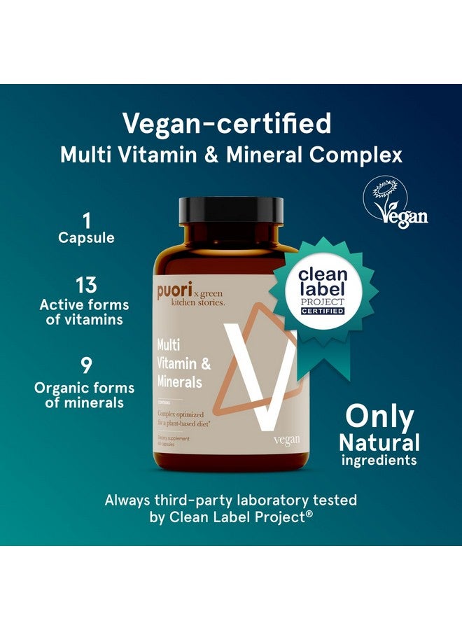 Puori Multi-Vitamin and Mineral Complex - 60 Vegan Capsules - Vegan Certified with 13 Essential Vitamin and 9 Minerals - for Overall Health, Nervous and Immune System - Dairy-Free, Vegetarian - Image 2