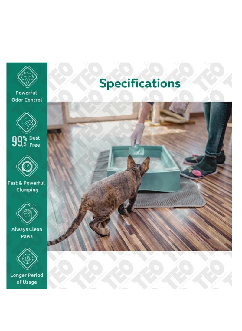 Teo Premium Pet Supplies Felin Cat Litter Clumping 100% Natural Bentonite Clumping 99.5% Dust Free Forever Fresh Pet Friendly Fighting with Odors Marseille Soap Scented 5 L - Image 2