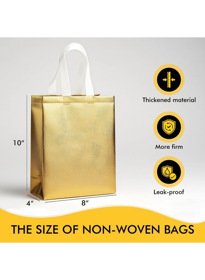 RACETOP Reusable Gift Bags, 15 Packs Medium Gold Gift Bags 8x4x10 Inch with Handles & Sturdy Base for Birthday, Wedding, Bachelorette, Party Favors, Holiday Goodie - Image 2