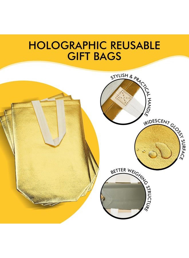 RACETOP Reusable Gift Bags, 15 Packs Medium Gold Gift Bags 8x4x10 Inch with Handles & Sturdy Base for Birthday, Wedding, Bachelorette, Party Favors, Holiday Goodie - Image 3