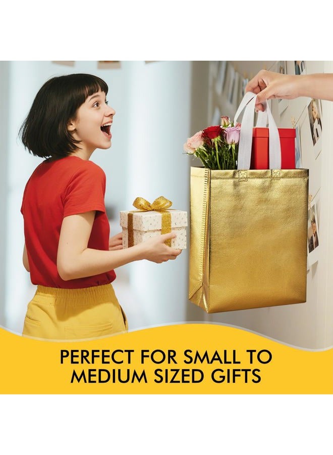 RACETOP Reusable Gift Bags, 15 Packs Medium Gold Gift Bags 8x4x10 Inch with Handles & Sturdy Base for Birthday, Wedding, Bachelorette, Party Favors, Holiday Goodie - Image 4