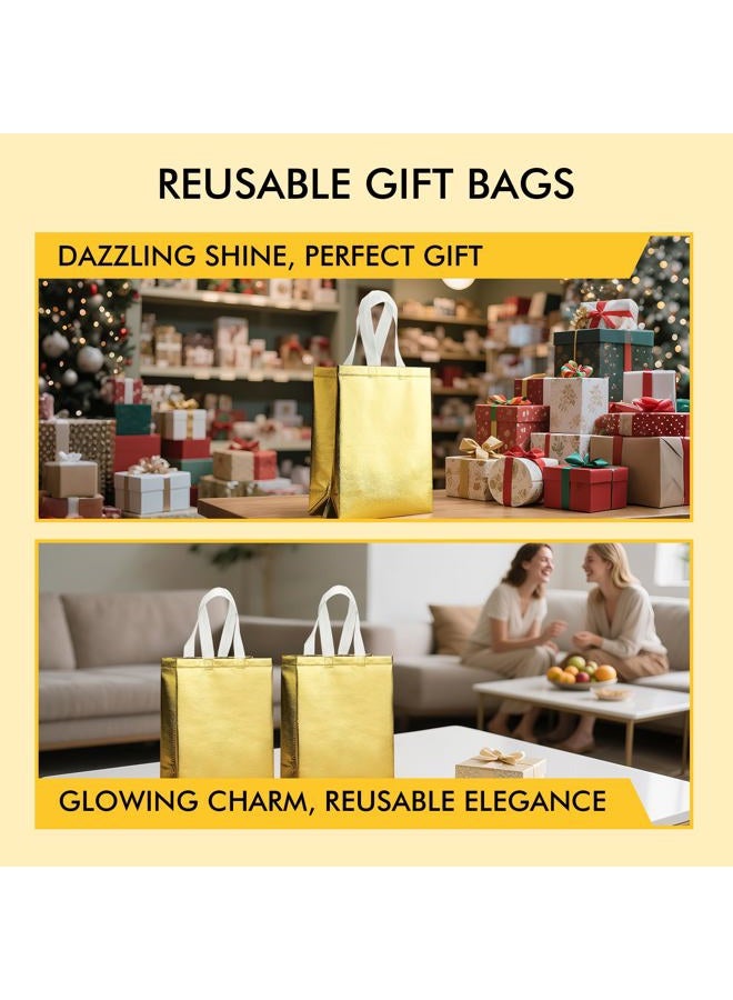 RACETOP Reusable Gift Bags, 15 Packs Medium Gold Gift Bags 8x4x10 Inch with Handles & Sturdy Base for Birthday, Wedding, Bachelorette, Party Favors, Holiday Goodie - Image 5