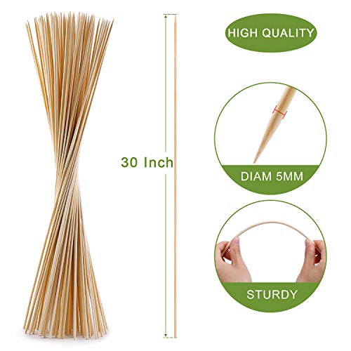 NadaKin 120 PCS Bamboo Marshmallow Roasting Sticks, SMores Skewers for Fire Pit, Extra Long 30 Inch Heavy Duty 5mm Thick Wooden SMores Sticks for Open Fire Pits Roaster Barbecue Hot Dog Camping Kebab Sausage - Image 2