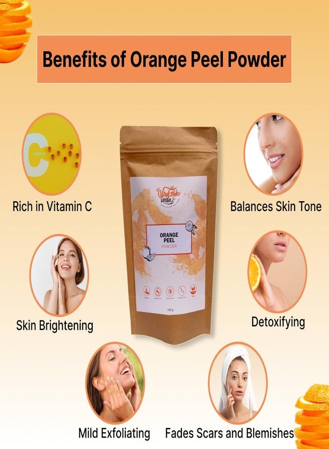 Vriksha Veda Organic Orange Peel Powder for Face and Body I Skin Brightening Face Pack I Tan Removal I 100% Pure I 100 gms - Image 3