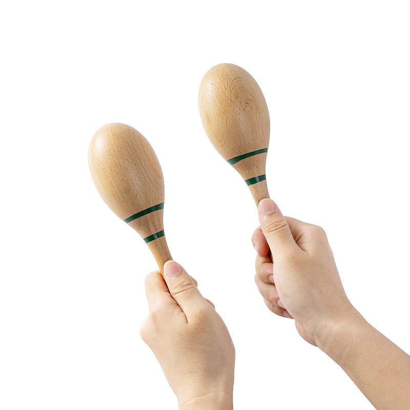 Musfunny Maracas Hand Percussion Rattles,Beech Wood Material Rumba Shakers with Clear and Professional Sounds Musical Instrument for Party,Games (Natural) - Image 3