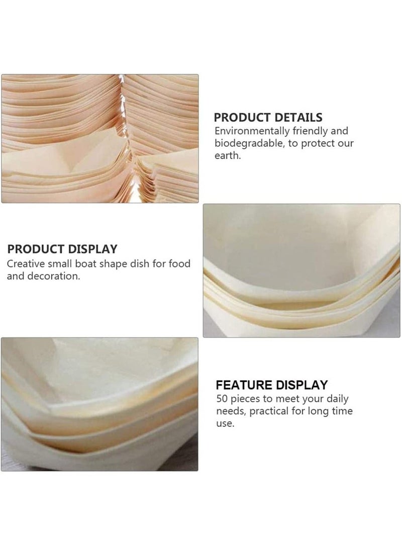 Generic 50 pcs Disposable Wood Boat Dishes Plates Wooden Snack Bowls Food Serving Tray Japanese Sashimi Sushi Boat, 3 Inches  - Image 5