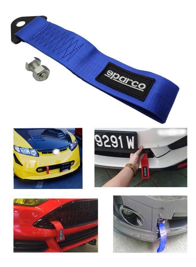 Generic Universal  Towing Strap Belt For Front Or Rear Bumper Hook - Blue - Image 2