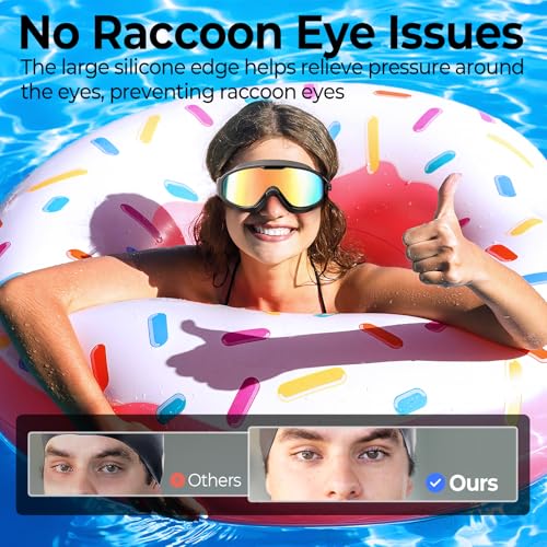 VegoVia 2 Pack Goggles Swimming Adult Men Women, Anti-Fog Pool Water Swim Goggles 180° Wide View UV Protection No Leaking Silicone Swim Glasses Attached Earplugs for Youth Beach Open Water Beach - Image 5