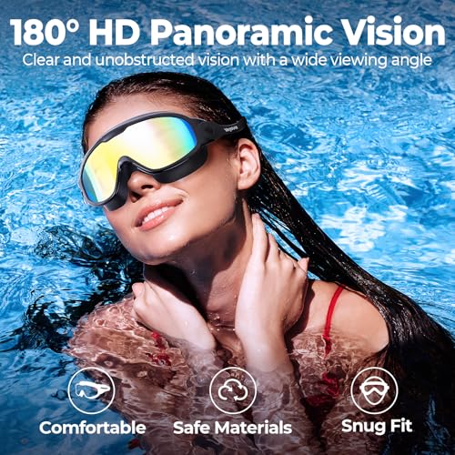 VegoVia 2 Pack Goggles Swimming Adult Men Women, Anti-Fog Pool Water Swim Goggles 180° Wide View UV Protection No Leaking Silicone Swim Glasses Attached Earplugs for Youth Beach Open Water Beach - Image 2