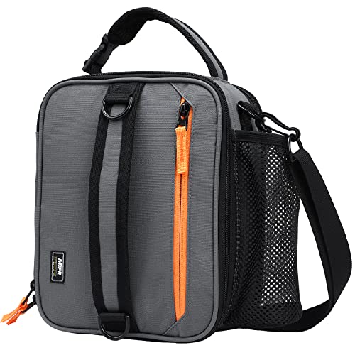 MIER Expandable Lunch Bag Insulated Lunch Box for Men to Work Travel Portable Lunchbox Bags with Shoulder Strap and Water Bottle HolderGreyOrange