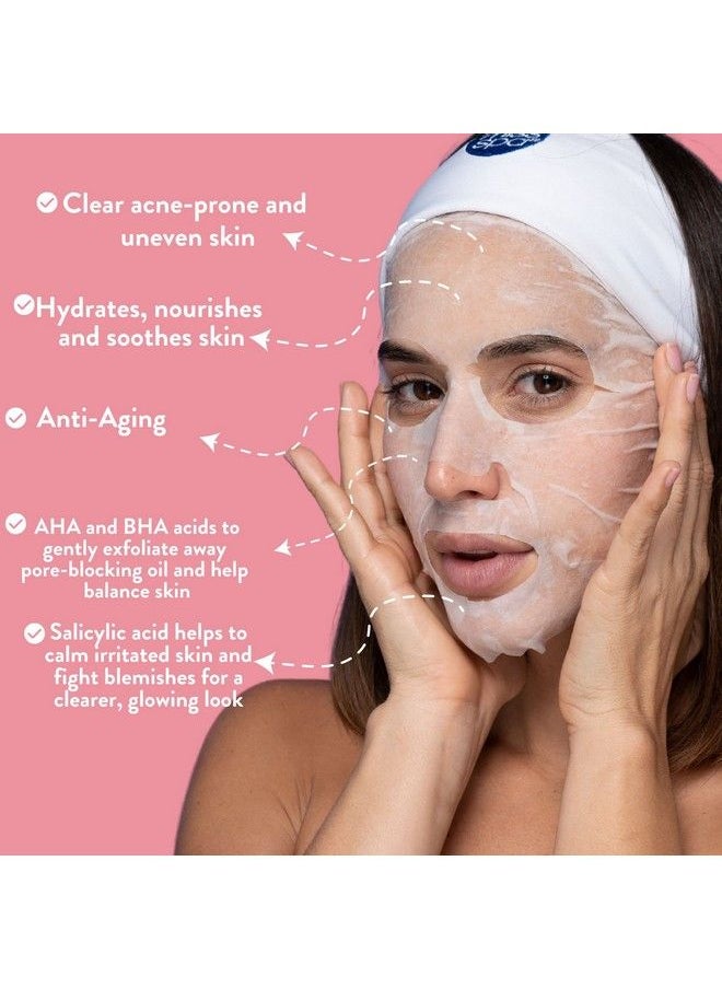 MISS SPA - Face Mask Skin Care Clear Skin Enzyme Peel Sheet Mask For Women Exfoliating Sheet Mask For Acne Blemish Free Skin Biodegradable Cotton Sheet Mask Dermatologist Tested 4 Pack - Image 1