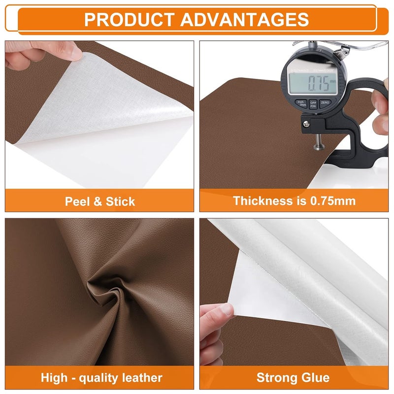 Cahomo Self-Adhesive Leather Repair Patches Tape for Couches - 8x11 inch, Vinyl & Leather Repair Kit for Furniture, Car Seats, Handbags, Jackets - Dark Brown - Image 3