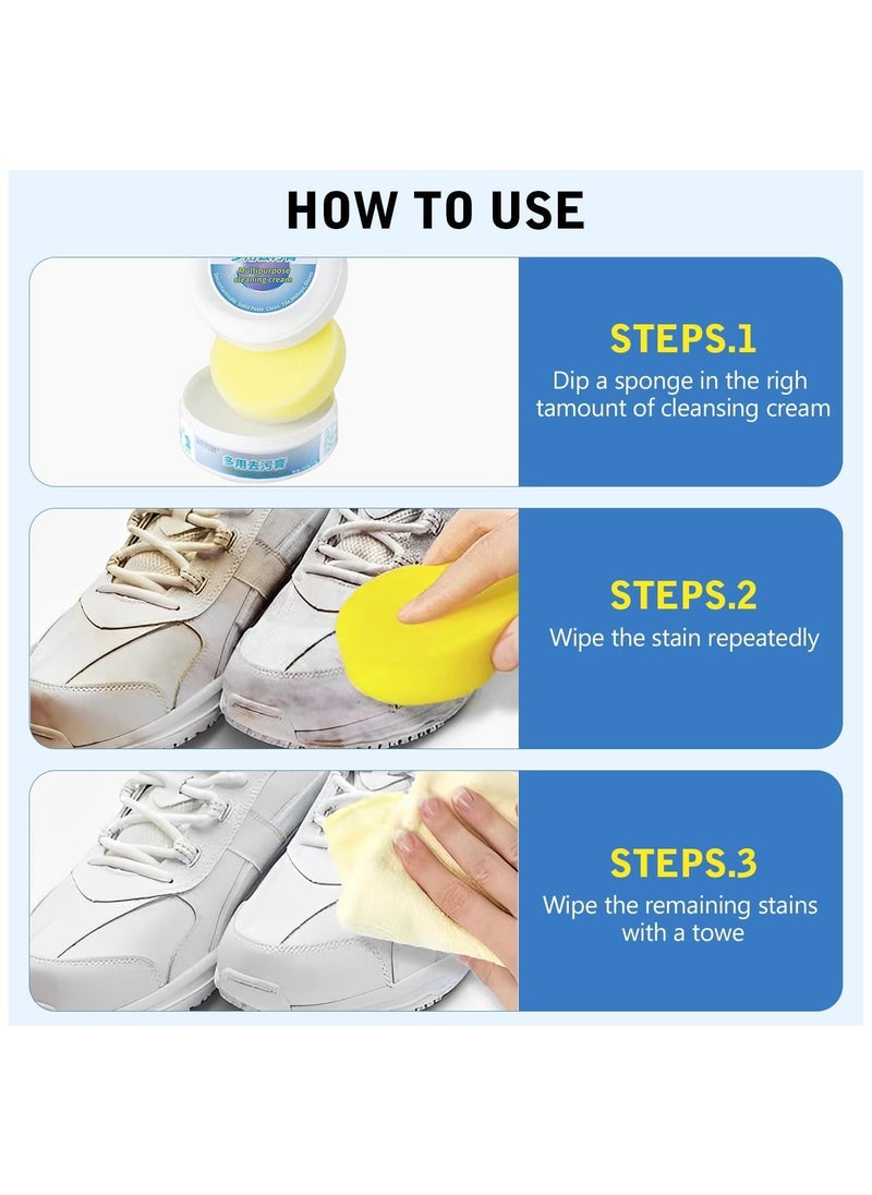 Manvik Pack of 2 Pcs Shoes Whitening Cleansing Cream With Sponge | De-Yellowing and Whitening Cream for Shoe | Reusable sponge - MNVK  - Image 2