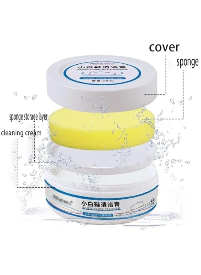 Manvik Pack of 2 Pcs Shoes Whitening Cleansing Cream With Sponge | De-Yellowing and Whitening Cream for Shoe | Reusable sponge - MNVK  - Image 4
