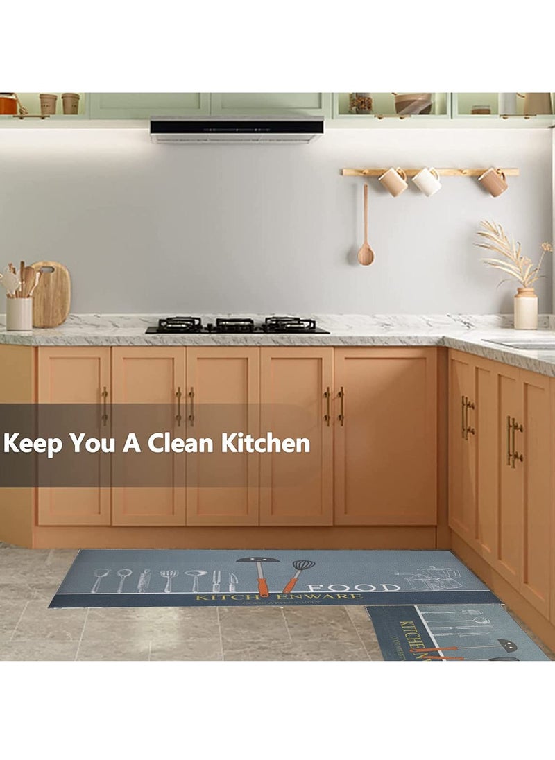 Hihonor Washable Anti Fatigue Kitchen Rug Sets Farmhouse Kitchen Floor Mats,Sets 2 Piece Non Slip Heavy Duty Standing Mat, Set Waterproof Comfort Floor Rug Runner(50x80+50x120cm)  - Image 3