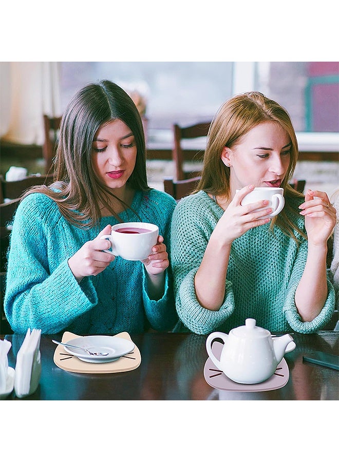 إم إكس إن 5 قطع الحيوانات الكرتونية المضحكة Coasters, Silicone Non Slip Hot Pads, Coffee Drink Cup Mat for Furniture Tabletop Protecting  - Image 5