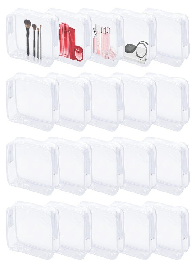 DIBALIYI 20 Pcs Clear Makeup Bag, PVC Toiletry Bag for Travel, Waterproof Transparent Cosmetic Bag with Zipper, Portable Plastic Pouch Organizer Storage Case for Women Men Vacation Bathroom (White) - Image 1