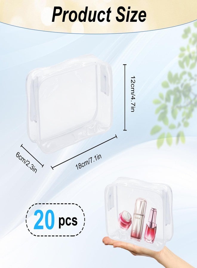 DIBALIYI 20 Pcs Clear Makeup Bag, PVC Toiletry Bag for Travel, Waterproof Transparent Cosmetic Bag with Zipper, Portable Plastic Pouch Organizer Storage Case for Women Men Vacation Bathroom (White) - Image 2