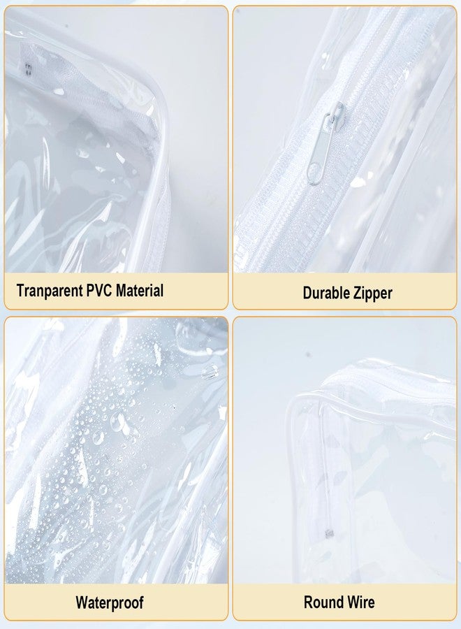 DIBALIYI 20 Pcs Clear Makeup Bag, PVC Toiletry Bag for Travel, Waterproof Transparent Cosmetic Bag with Zipper, Portable Plastic Pouch Organizer Storage Case for Women Men Vacation Bathroom (White) - Image 3