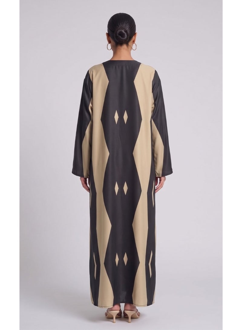 Next Abaya Black Printed Silk Abaya - Image 2