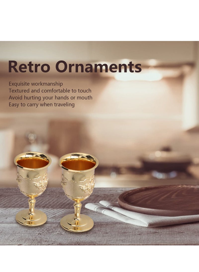 Vintage Metal Goblet,  Retro High Grade Golden Cup, Fancy Gold Engraving Drinking Cup, Medieval Retro Ornaments for Kitchen Home Party Wedding Decoration Decor 2PCS - Image 4