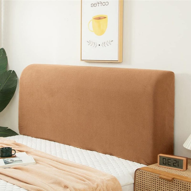 All Inclusive Elastic Bedside Cover Soft Bed Head Cover Washable Bedroom Headboard Cover Solid Color Headboards Dust Cover for All Kinds of Headboards Decorative,Coffee,62.9"/160cm - Image 2