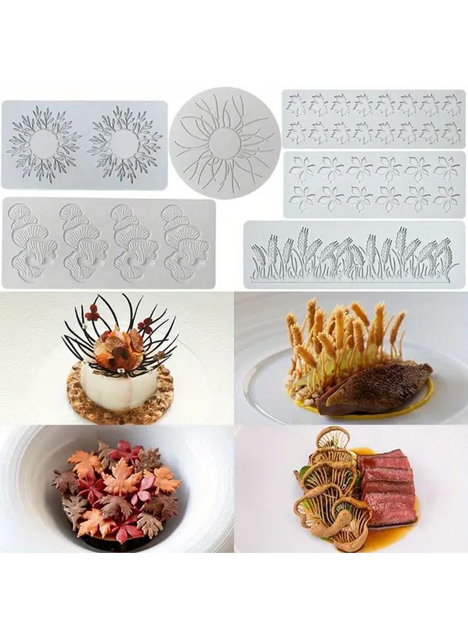 4 Mushroom Cookie Mold Sun Flower Leaf Scallop Wave Fondant Stencil - Image 1