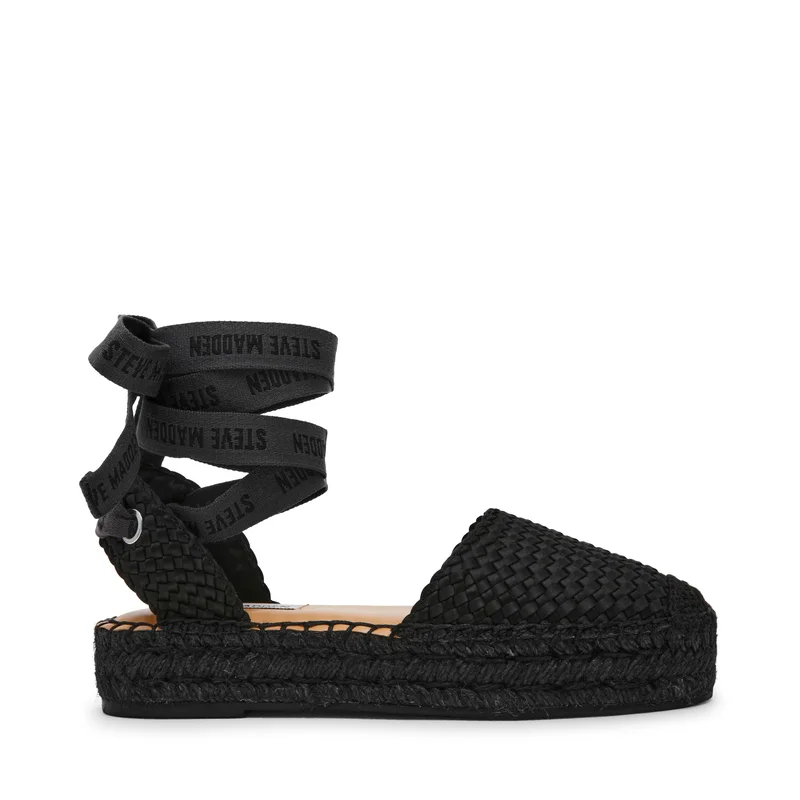 Steve madden craize black satin flat sandals women's