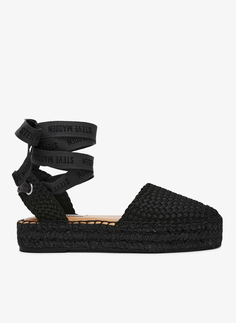 Steve madden craize black satin flat sandals women's