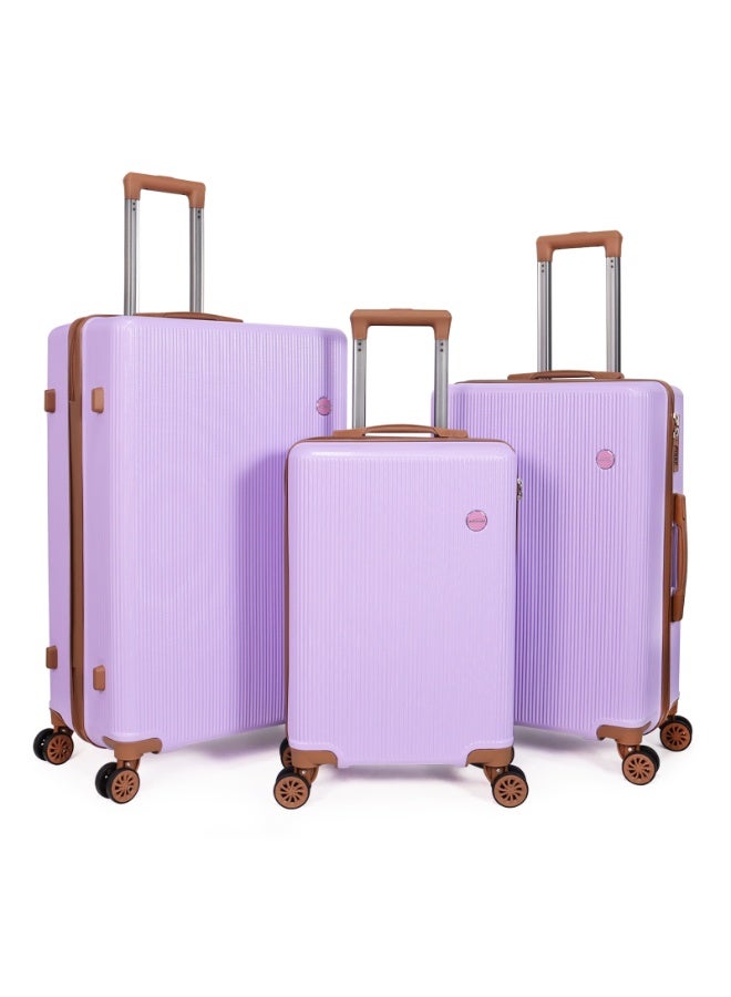 أكلسفيون حقيبة الأمتعة الأمتعة مجموعة 3 قطع حقيبة سفر ترولي للجنسين مع ألوان زاهية النمط الحضري 20/24/28 بوصة أرجوانية - Image 1