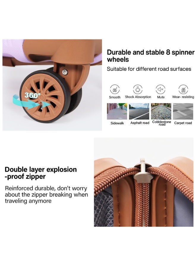 أكلسفيون حقيبة الأمتعة الأمتعة مجموعة 3 قطع حقيبة سفر ترولي للجنسين مع ألوان زاهية النمط الحضري 20/24/28 بوصة أرجوانية - Image 4
