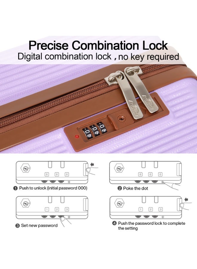 أكلسفيون حقيبة الأمتعة الأمتعة مجموعة 3 قطع حقيبة سفر ترولي للجنسين مع ألوان زاهية النمط الحضري 20/24/28 بوصة أرجوانية - Image 5