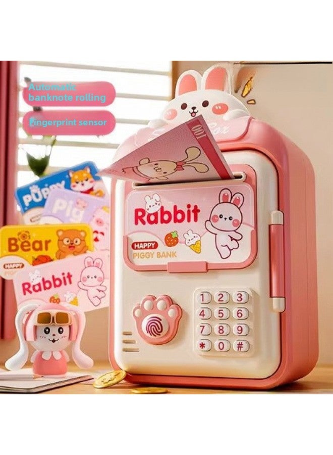 Piggy Bank 2025 Only Children's Password Piggy Bank Is Desirable To Store Boys And Girls Birthday Dragon-Colour:⭐Card Swipe Fingerprint Dual Unlock [charging] Cute Rabbit - Image 2
