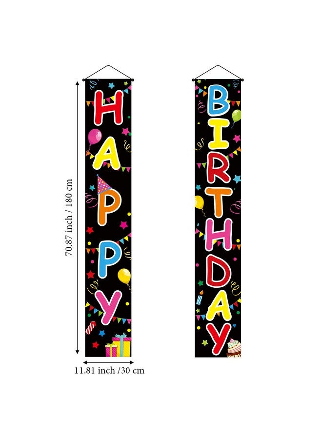 Tatuo Happy Birthday Sign Colorful Happy Birthday Door Banner Porch Sign Hanging Party Decorations Indoor Outdoor Wall Decor - Image 2