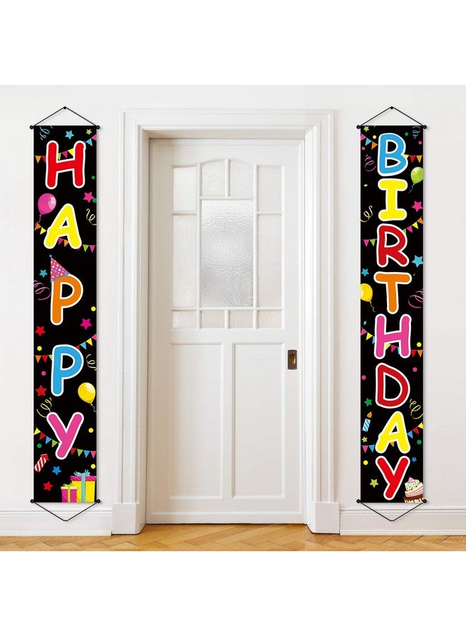 Tatuo Happy Birthday Sign Colorful Happy Birthday Door Banner Porch Sign Hanging Party Decorations Indoor Outdoor Wall Decor - Image 1