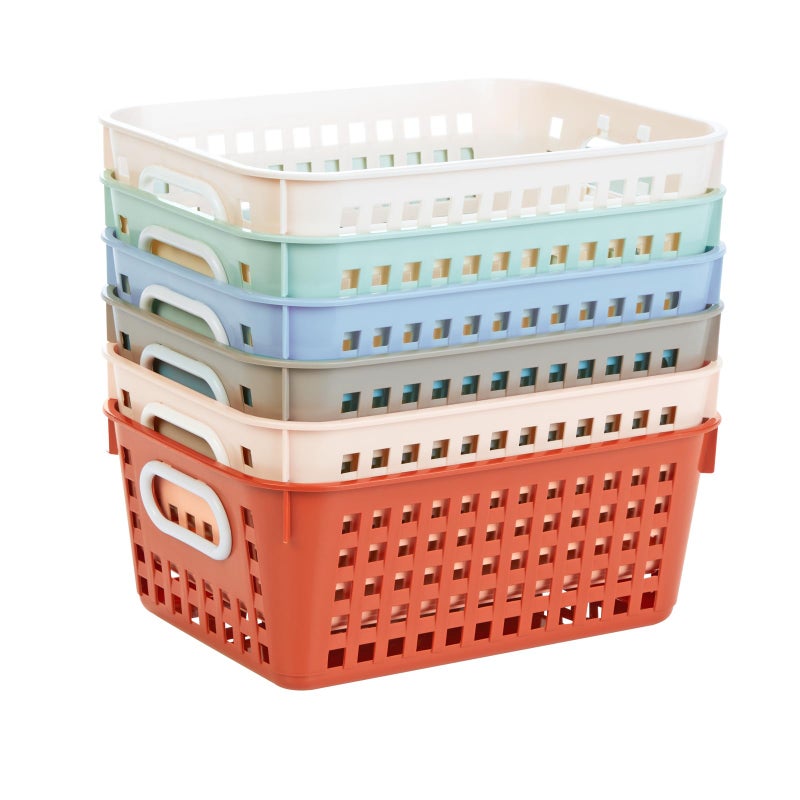 Really Good Stuff Medium Plastic Book Baskets 11 by 75 by 45 6 Pack Boho Group Colors Versatile Storage Solution for Classroom Home and Office