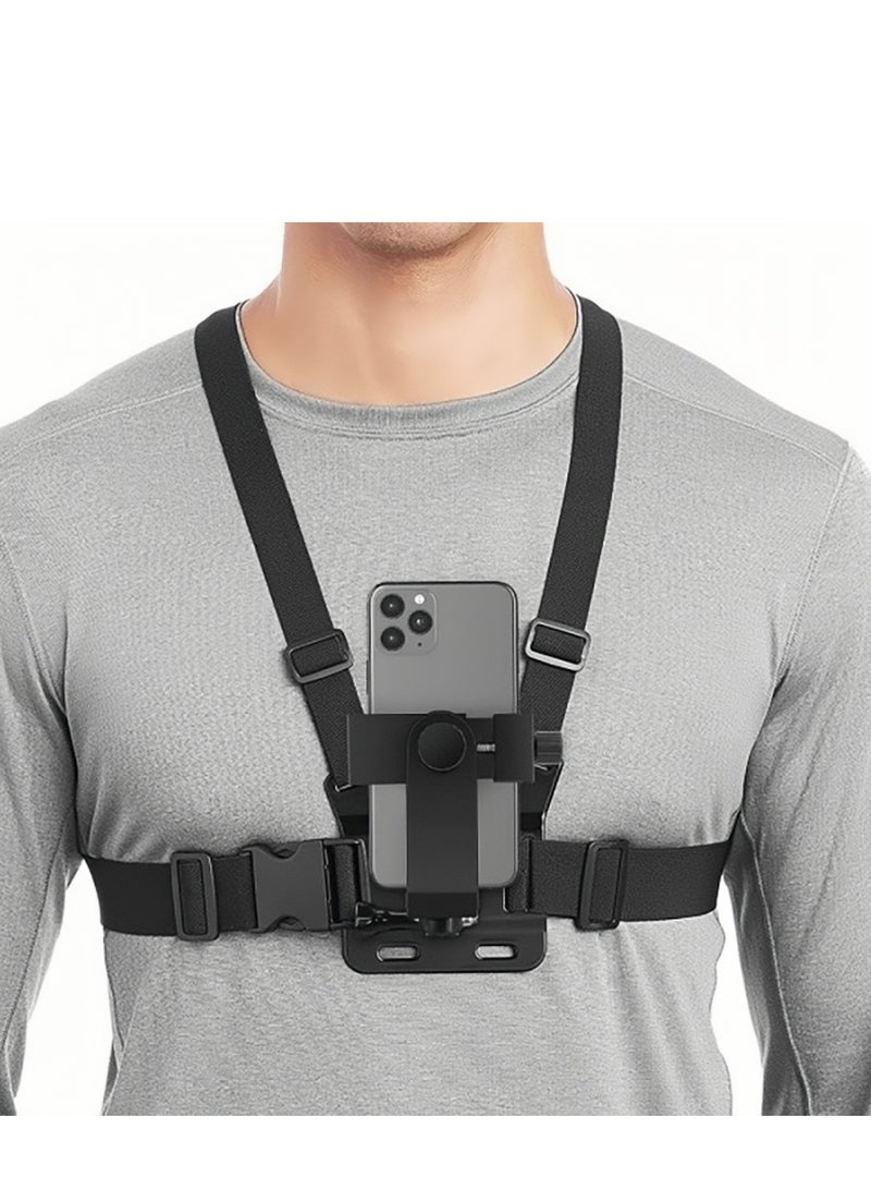 Mobile Phone Chest Mount Harness Strap Holder,Cell Phone Clip Action Camera for POV/VLOG Black - Image 1