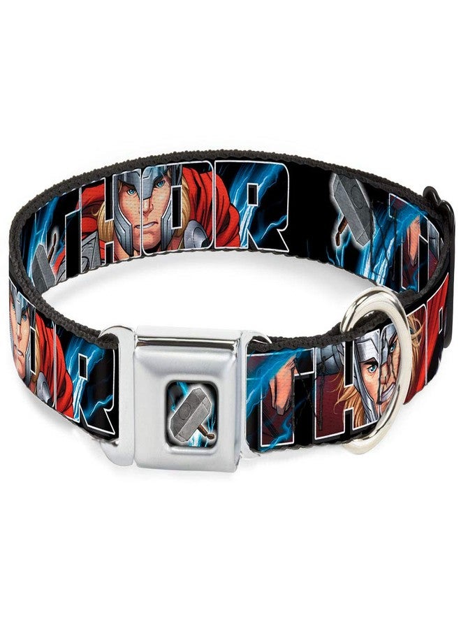 Buckle Down Dog Collar Seatbelt Buckle Thor Poses Hammer 16 to 23 Inches 1.5 Inch Wide - Image 1