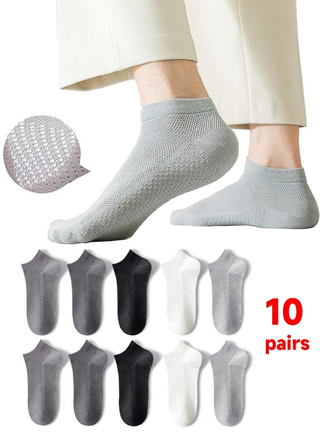 ZUKIMM Men's Breathable Mesh Cotton Ankle Socks - 10 Pairs, Lightweight and Comfortable for Spring, Summer, and Fall - Image 1