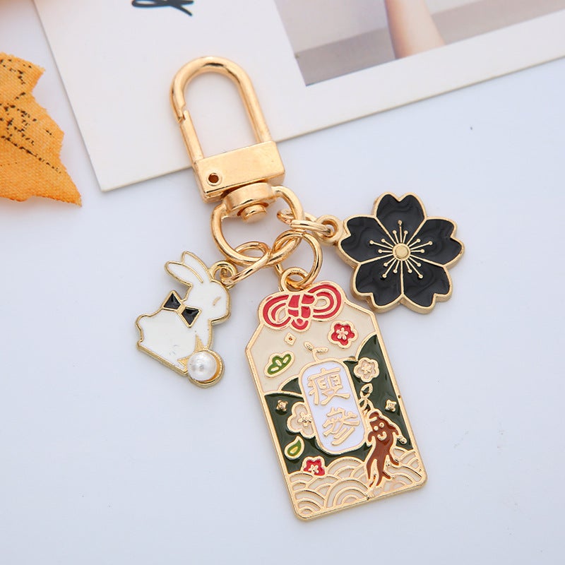 Japanese Style Ins Cherry Blossom Peach Blossom Guard To Attract Wealth And Luck Creative Couple Keychain Pendant Couple Bag Pendant For Women - Image 4