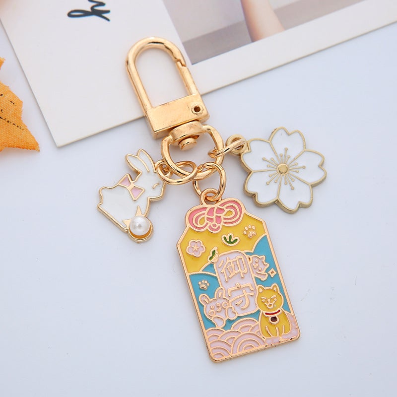 Japanese Style Ins Cherry Blossom Peach Blossom Guard To Attract Wealth And Luck Creative Couple Keychain Pendant Couple Bag Pendant For Women - Image 1