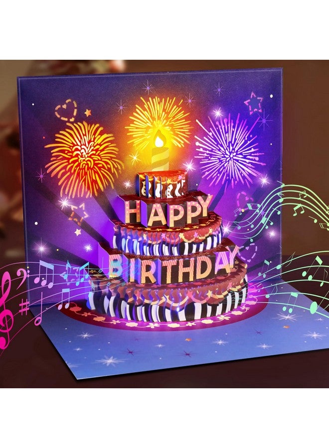 Birthday Cards Fireworks Pop Up Cake Light And Music Happy Birthday Card Gift For Women Men Mom Grandma