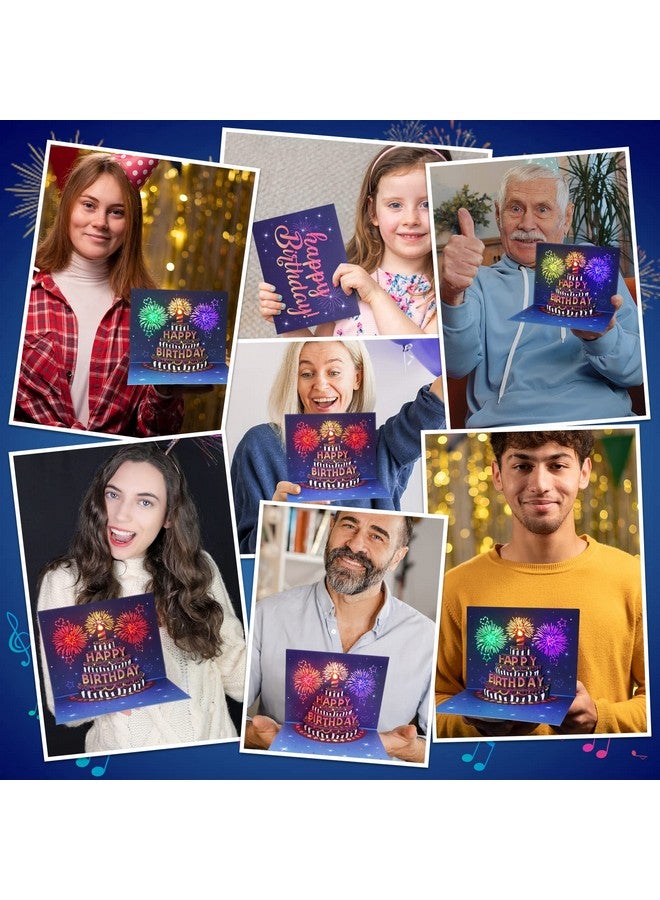 Birthday Cards Fireworks Pop Up Cake Light And Music Happy Birthday Card Gift For Women Men Mom Grandma