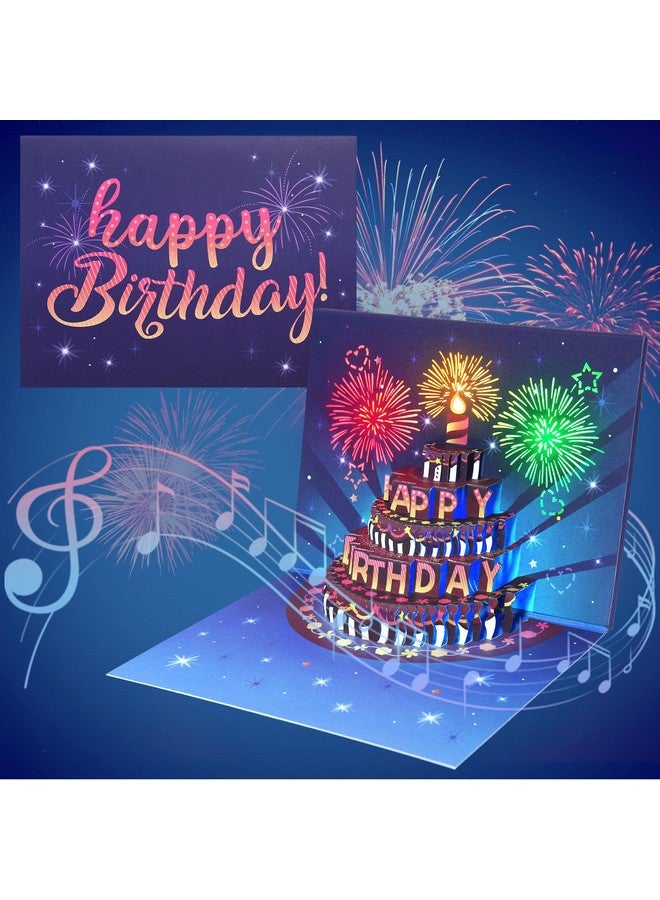 Birthday Cards Fireworks Pop Up Cake Light And Music Happy Birthday Card Gift For Women Men Mom Grandma