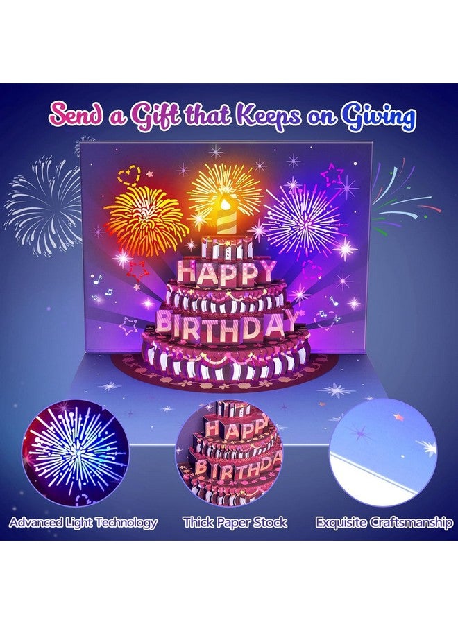 Birthday Cards Fireworks Pop Up Cake Light And Music Happy Birthday Card Gift For Women Men Mom Grandma