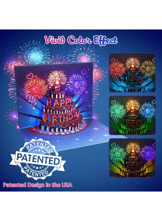 Birthday Cards Fireworks Pop Up Cake Light And Music Happy Birthday Card Gift For Women Men Mom Grandma